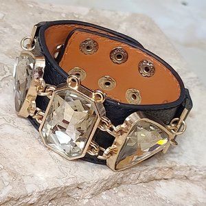 Black Leatherette Thick Band Style Bracelet